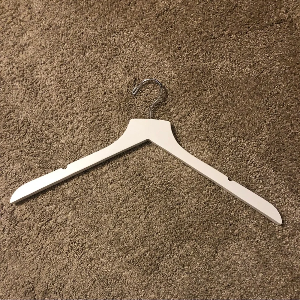 Container Store White Wooden Hangers with no slip silicone. Pack of 5
